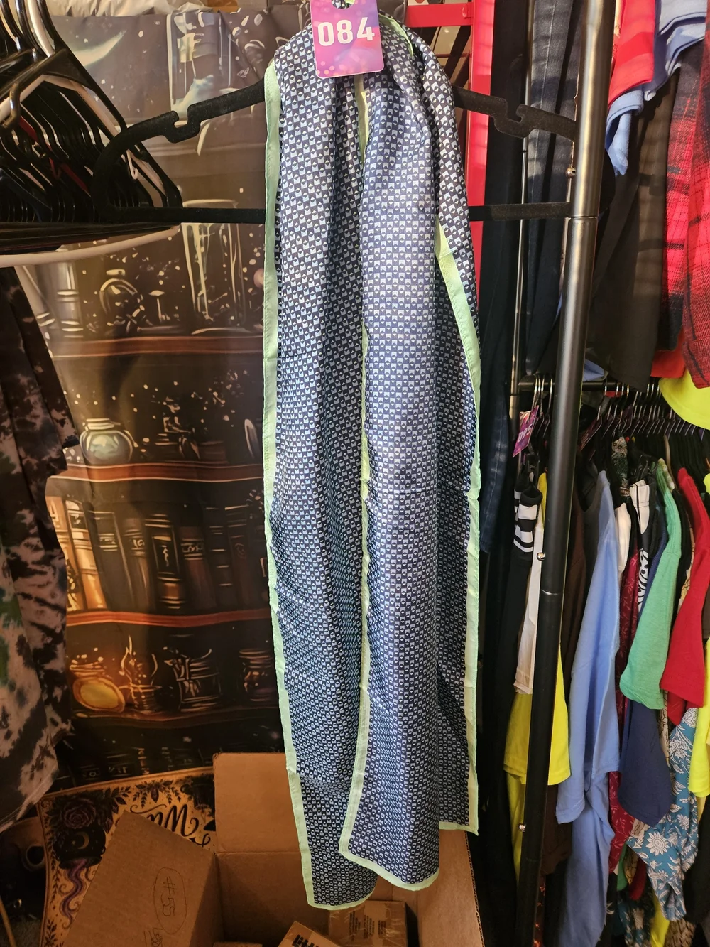 Lightweight Navy & Lime Trim Women's Scarf
